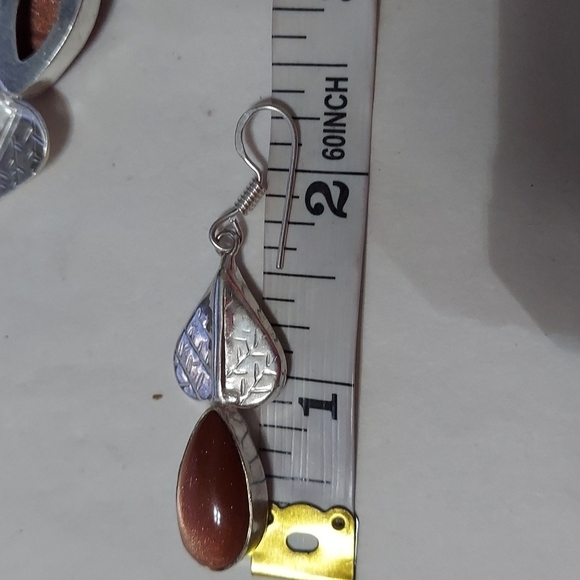 STERLING Silver Sun Sitara Earrings - Picture 4 of 5